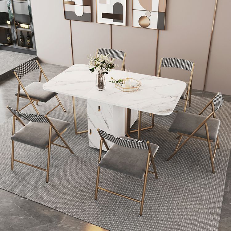 Rectangle Contemporary Sintered Stone Dining Room Set Foldable Dining Furniture for Restaurant Clearhalo 'Dining Room Sets' 'Dining Tables & Seating' 'dining_room_set' 'furn' 'furn_dining_room_set' 'Furniture' 'furniture_dining_room_set' 'Kitchen & Dining Furniture' 'kitchen&dining_furn' 'kitchen' 1200x1200_bcea4774-a5c3-4e94-8ae1-7101b009c1d0
