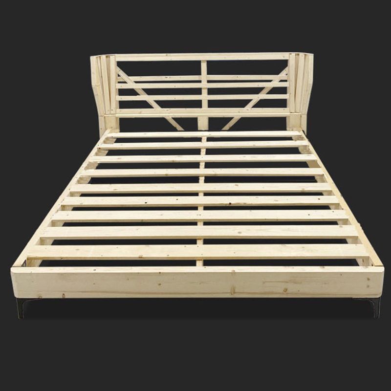 Modern Gray Wingback -bed met getufte rechthoekige hoofdeinde en metalen benen