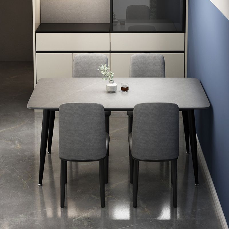 Rectangular Stone Round Table Modern Dining Table Furniture with Metal Base