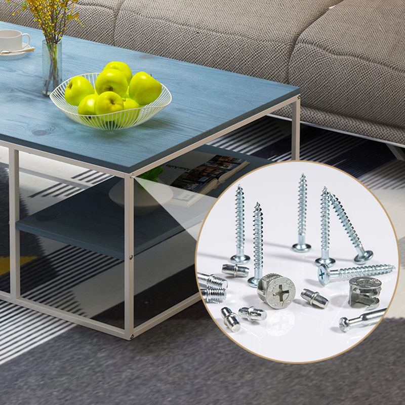 Contemporary Rectangle Wooden Coffee Table with 1 Shelf and Steel Frame Base Clearhalo 'Coffee & Accent Tables' 'Coffee Tables' 'coffee_tables' 'furn' 'furn_coffee_tables' 'Furniture' 'Living Room Furniture' 1200x1200_bcec9643-a886-4324-982d-9890deb22f68