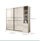 Sliding Door Wardrobe Closet White Wood Wardrobe Armoire with Shelves