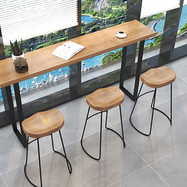 Brown Modern Style Table Pine Wood and Iron Breakroom Bar Table Clearhalo 'Bar Furniture' 'Bar Tables' 'bar_tables' 'furn' 'furn_bar_tables' 'Furniture' 'furniture_bar_tables' 'Kitchen & Dining Furniture' 1200x1200_bcedbdab-01ae-49a2-ba1b-08c1fba4a2fb