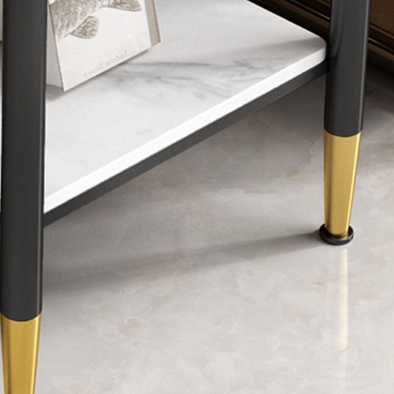 長方形の石4脚サイドテーブル21.65インチの高さのワンシェルフエンドテーブル