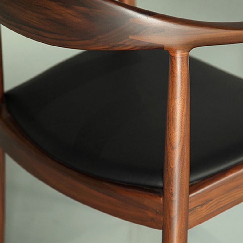 Eigentijdse rubberwood open stoel stoel natuurlijk lederen eetkamerstoel