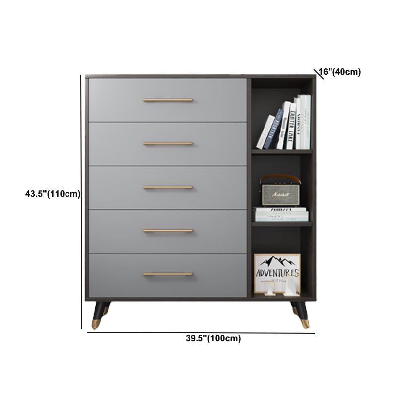 Coffre d'accent moderne de 15,75 pouces de large avec des tiroirs fermés doux en gris