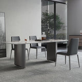 Tavolo da pranzo in pietra sinterizzato tavolo da doppio piedistallo in acciaio inossidabile moderno