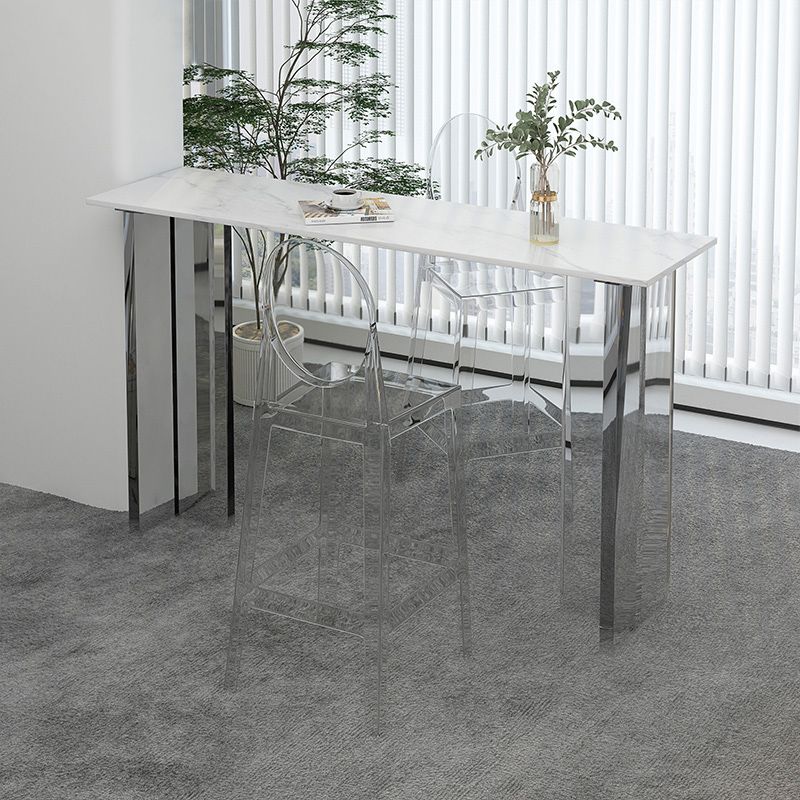 モダンな1/2/3ピースバーテーブルセット長方形の石のカウンターテーブルとアクリルスツール