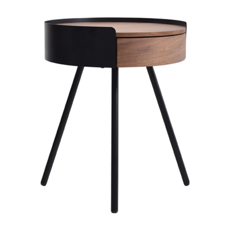 21,2 "tavolo da parte superiore in legno rotondo in legno arrotondata in metallo a 4 gambe tavolino