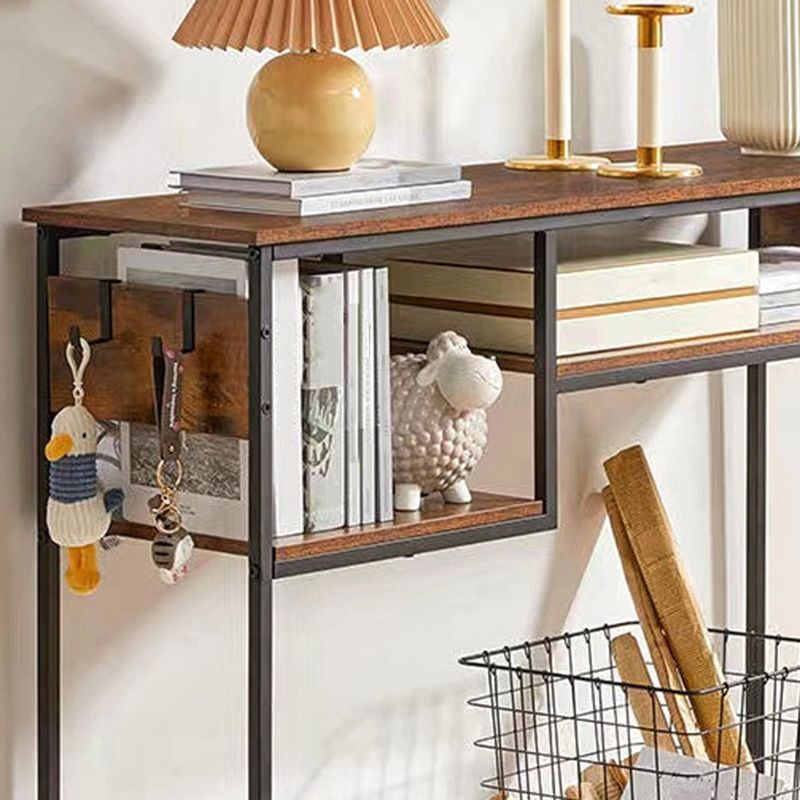 Rectangle Shape Contemporary Console Table Brown and Black Wood Console Sofa Table