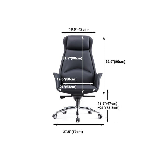 Contemporary Chair Black Leather Adjustable Seat Height Office Chair Clearhalo 'furn' 'furn_office_chair' 'Furniture' 'Office Chairs' 'Office Furniture' 'office_chair' 1200x1200_bcf67d39-c9d6-497d-837e-0ddb5dac4efd