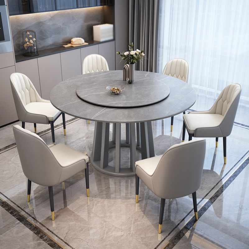 Contemporary Round Stone Table Standard Height Dining Table with Pedestal Base Clearhalo 'Dining Tables & Seating' 'Dining Tables' 'dining_table' 'furn' 'furn_dining_table' 'Furniture' 'furniture_dining_table' 'Kitchen & Dining Furniture' 'kitchen' 'kitchen_dining_table' 1200x1200_bcf92109-2bd7-4a61-ab35-d12c01092244