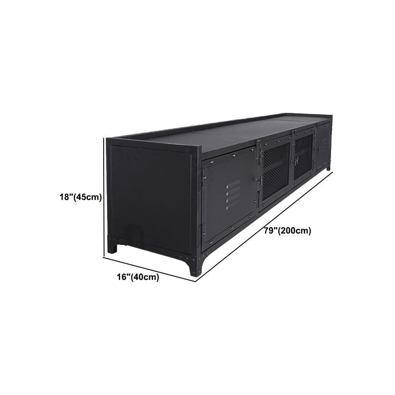 Industrial Style Metal TV Stand Black Colour Enclosed Storage TV Console with Cabinet Clearhalo 'furn' 'furn_tv_stands_entertainment_centers' 'Furniture' 'Living Room Furniture' 'TV Stands & Entertainment Centers' 'TV Stands & Media Storage Furniture' 'tv_stands_entertainment_centers' 1200x1200_bcf9dee6-96f3-4b4e-bf18-373c476d3327