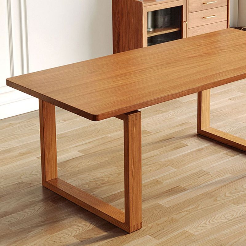 Modern Dining Table with Sled Base Rectangle Pine Solid Wood Table