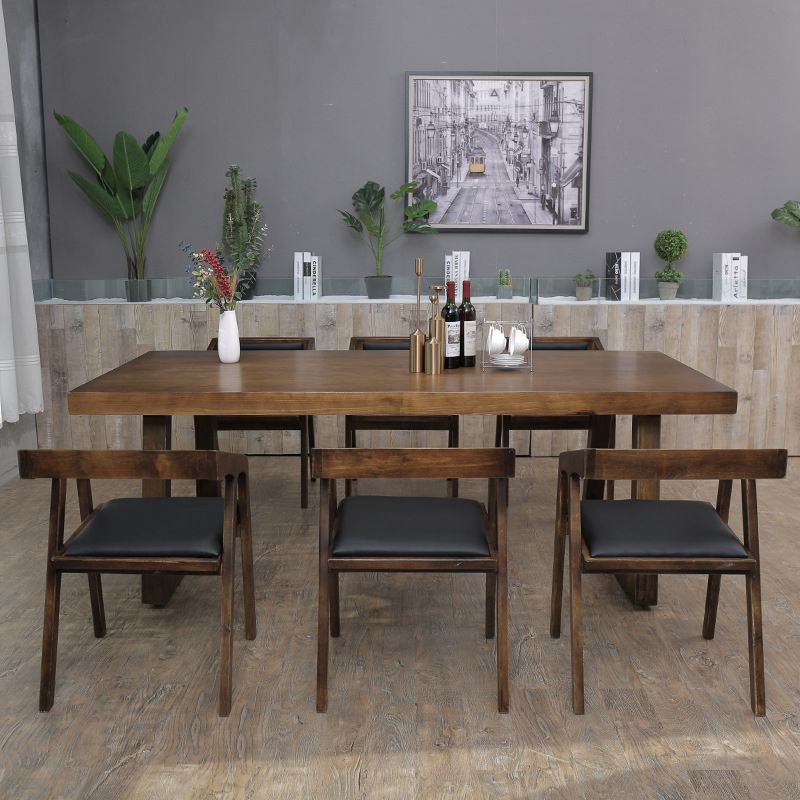 Contemporary Solid Wood Dining Table Set Rectangle Shape Standard Dining Set in Brown Clearhalo 'Dining Room Sets' 'Dining Tables & Seating' 'dining_room_set' 'furn' 'furn_dining_room_set' 'Furniture' 'furniture_dining_room_set' 'Kitchen & Dining Furniture' 'kitchen&dining_furn' 'kitchen' 1200x1200_bd00a285-fb9f-48c1-9baa-9d0318f6fd14