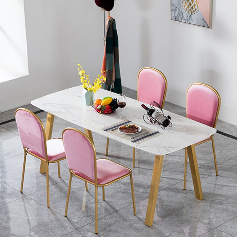 Rectangle Golden Base Dining Table Glam Faux Marble Table for Kitchen Clearhalo 'Dining Tables & Seating' 'Dining Tables' 'dining_table' 'furn' 'furn_dining_table' 'Furniture' 'Kitchen & Dining Furniture' 1200x1200_bd029284-019e-438d-8a44-bb9e7786ae63