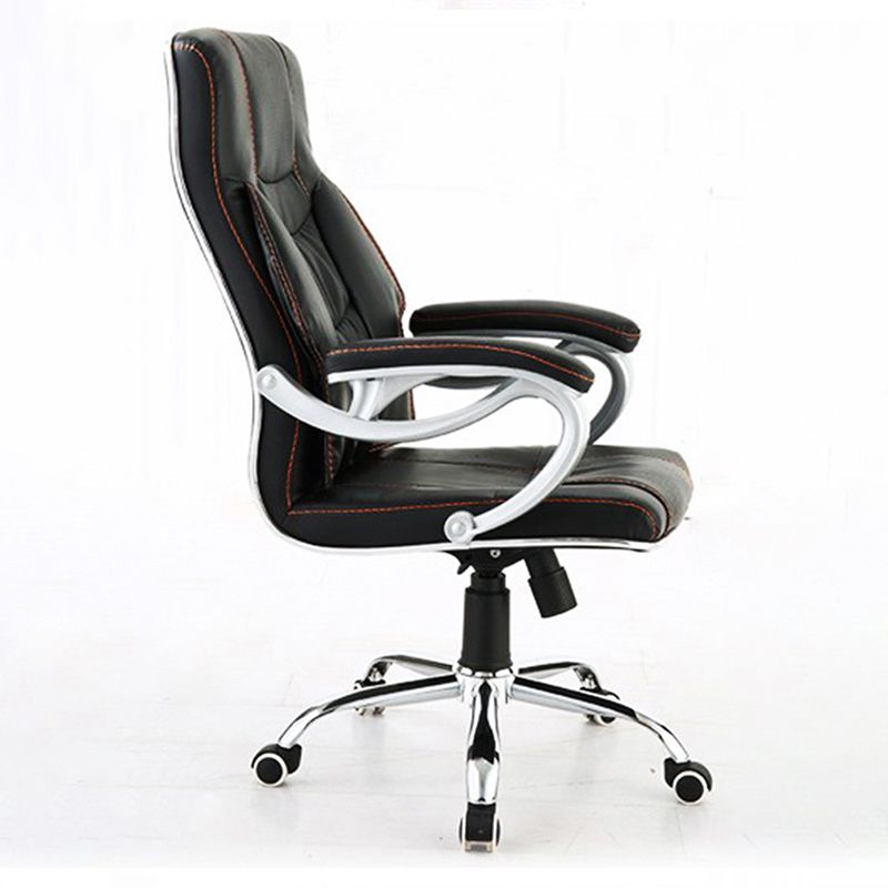 27 Inch Wide Contemporary Desk Chair Black Leather Office Chair Clearhalo 'furn' 'furn_office_chair' 'Furniture' 'Office Chairs' 'Office Furniture' 'office_chair' 1200x1200_bd05b724-2aa2-4860-8d0b-027240e5a0d8