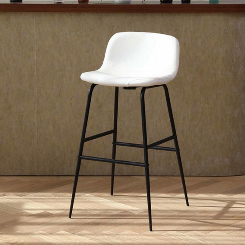 Kunstleder -Esshocker Industrial Barhocker mit schwarzer Metallbasis