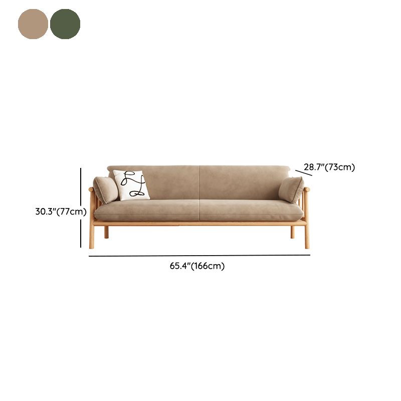 Slipcovered Single Cushion Sofa Tropical Solid Wood Seat with Pillows