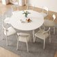 Contemporary White Easy Folding Stone Dining Table with 4 Wooden Legs