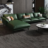 Leather Sponge Padded Seat with Pillow Back Sectional White/orange/green/grey Sofa