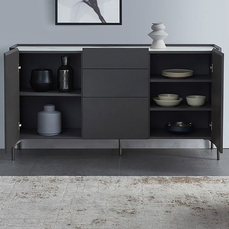 Grey Engineered Wood Sideboard Modern Stone Countertop Buffet with Drawer for Dining Room Clearhalo 'buffet_sideboard' 'Buffets & Sideboards' 'furn' 'furn_buffet_sideboard' 'Furniture' 'Kitchen & Dining Furniture' 1200x1200_bd0b59b9-13d2-4e1c-8722-04d3bfe7fa5a
