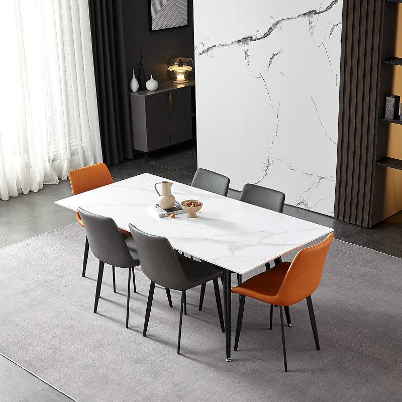 Upholstered Armless Dining Chairs Leather Solid Back Side Chairs with Metal Legs Clearhalo ' kitchen&dining_furn' 'Dining Chairs' 'Dining Tables & Seating' 'dining_chair' 'furn' 'furn_dining_chair' 'Furniture' 'furniture_dining_chair' 'Kitchen & Dining Furniture' 'kitchen' 1200x1200_bd0b7a47-527f-4f6e-8007-35e2326fff56