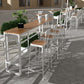 Table de bar moderne à hauteur de bar Table de bar bistro en métal et bois avec base blanche