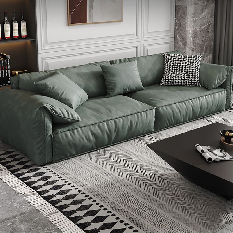 Green Contemporary Faux Leather Pillow Top Arm Standard Sofa with Loose Back Clearhalo 'furn' 'furn_sofas' 'Furniture' 'furniture_sofas' 'kitchen' 'kitchen_sofas' 'Living Room Furniture' 'Sofa' 'sofas' 1200x1200_bd0d8646-8043-4ae8-91b5-22a85831bbb7