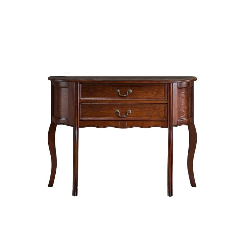 Mid-Century Modern 2-Drawer 4 Legs Rubbered Wood Half Moon Console Clearhalo 'Console Tables' 'console_tables' 'Entry & Mudroom Furniture' 'furn' 'furn_console_tables' 'Furniture' 1200x1200_bd0dfa66-3c5c-4ad5-b49c-619fdc95847c