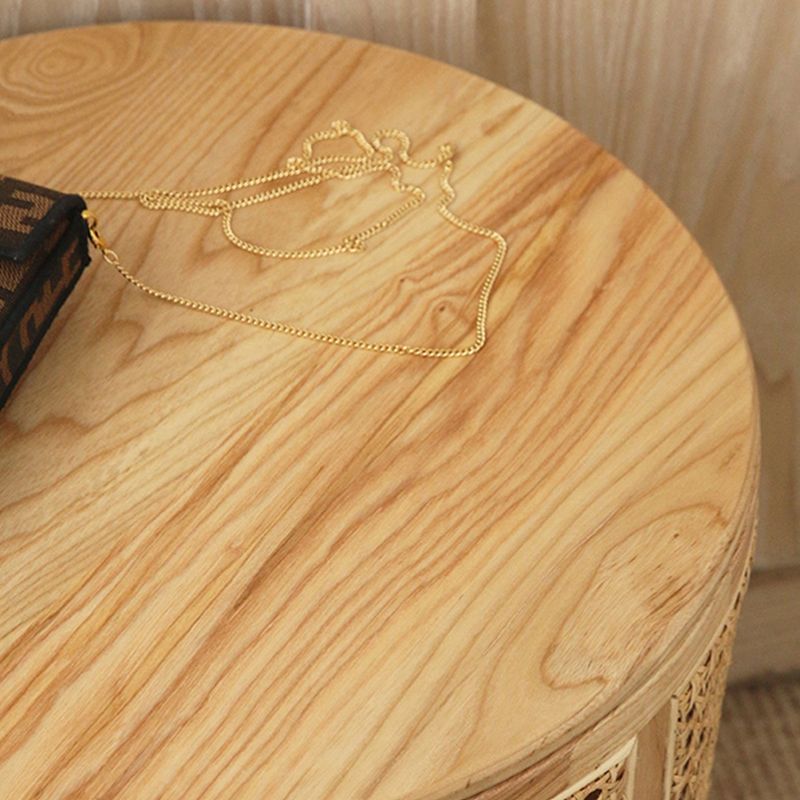 17.71 inch Tall Drum Side Table Rattan Side End Table with Storage