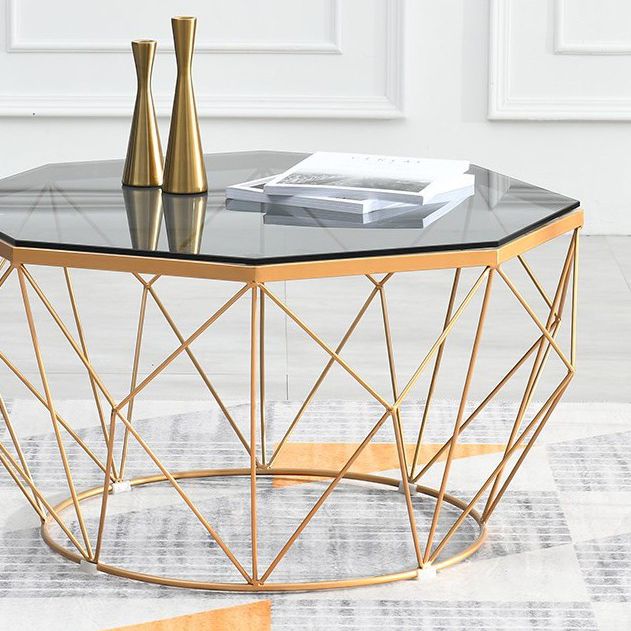 Modern Frame Coffee Table Round Glass Top Coffee Cocktail Table Clearhalo 'Coffee & Accent Tables' 'Coffee Tables' 'coffee_tables' 'furn' 'furn_coffee_tables' 'Furniture' 'Living Room Furniture' 1200x1200_bd11824b-c942-4f1a-bc08-2137385096a9
