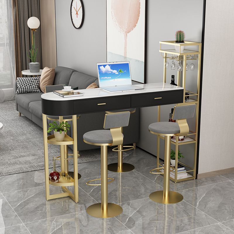 Contemporary Indoor Marble Cocktail Bar Table Storage Sled Bistro Bar Table Clearhalo 'Bar Furniture' 'Bar Tables' 'bar_tables' 'furn' 'furn_bar_tables' 'Furniture' 'furniture_bar_tables' 'Kitchen & Dining Furniture' 'kitchen&dining_furn' 'kitchen' 1200x1200_bd11ac75-f147-4088-9830-4dcb9777ddbc
