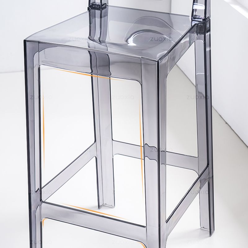 Nordic Plastic Full Back Barstool 26" H Indoor Tall Stool with Square Seat Clearhalo 'Bar Furniture' 'Bar Stools' 'bar_stools' 'furn' 'furn_bar_stools' 'furniture_bar_stools' 'Kitchen & Dining Furniture' 'kitchen&dining_furn' 'kitchen' 'kitchen_furn' Furniture' 1200x1200_bd1285b9-6439-4699-9378-8817964b89e6