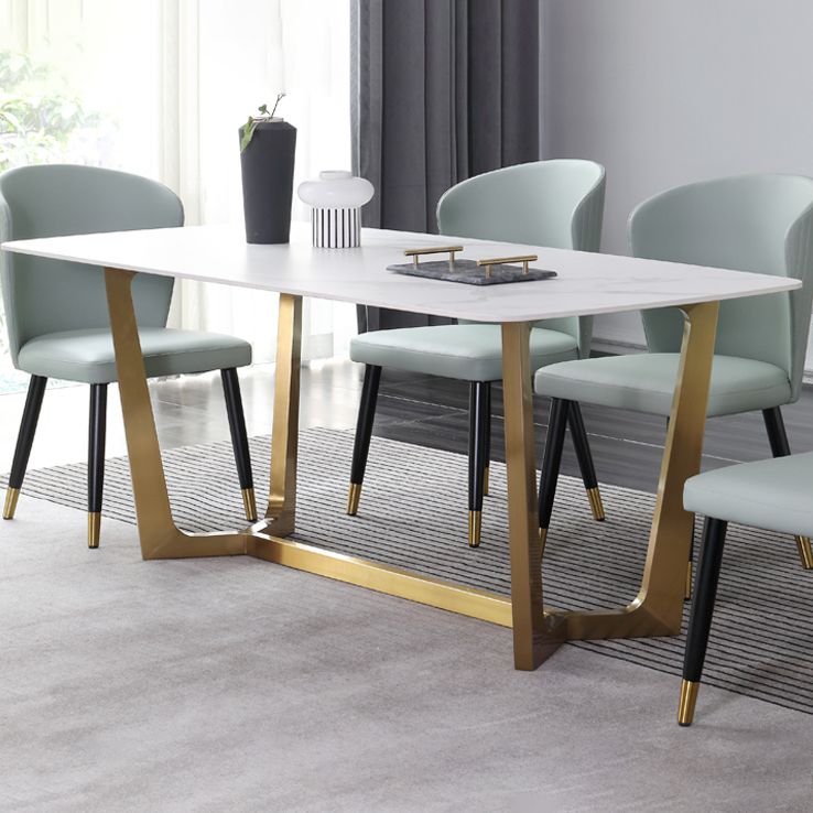 Luxury Sintered Stone Dining Table Rectangle Table with Metal Trestle Base Clearhalo ' dining_table' 'Dining Tables & Seating' 'Dining Tables' 'furn' 'furn_dining_table' 'Furniture' 'furniture_dining_table' 'Kitchen & Dining Furniture' 'kitchen&dining_furn' 'kitchen' 'kitchen_dining_table' 1200x1200_bd1412e2-1edb-4427-9937-f21433aab034
