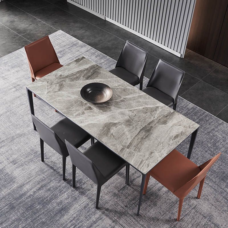 Rectangle Sintered Stone Dining Table Industrial Style 4 Legs Base Table for Home Clearhalo ' dining_table' 'Dining Tables & Seating' 'Dining Tables' 'Furniture' 'furniture_dining_table' 'Kitchen & Dining Furniture' 'kitchen&dining_furn' 'kitchen' 'kitchen_dining_table' 1200x1200_bd15e129-45e2-4413-b87c-d1ce1af776fd
