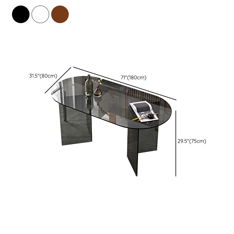 Modern Tempered Glass Dining Table Glass Base for Dining Room Clearhalo 'Dining Tables & Seating' 'Dining Tables' 'dining_table' 'furn' 'furn_dining_table' 'Furniture' 'Kitchen & Dining Furniture' 1200x1200_bd17d51e-2d09-4b93-92b2-3da0e0186332