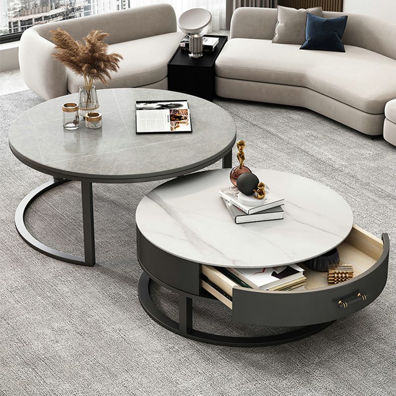 Frame Coffee Table Set Slate Cocktail Table with Storage Drawers Clearhalo 'Coffee & Accent Tables' 'Coffee Tables' 'coffee_tables' 'furn' 'furn_coffee_tables' 'Furniture' 'Living Room Furniture' 1200x1200_bd181205-1e15-4aaf-9bdb-716d63a12253