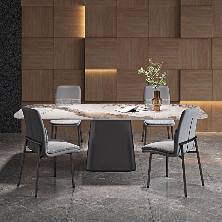 Modern Sintered Stone Table Set of 5/7 with Rectangle Table Dining Set with Fabric Leather Chairs Clearhalo 'Dining Room Sets' 'Dining Tables & Seating' 'dining_room_set' 'furn' 'furn_dining_room_set' 'Furniture' 'furniture_dining_room_set' 'Kitchen & Dining Furniture' 'kitchen&dining_furn' 'kitchen' 1200x1200_bd1a51ba-9269-44d1-8810-7c019a85d26d