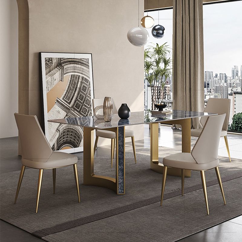 Glam Style Sintered Stone Dining Set Rectangle 1/2/3/5/7 Pieces Dining Set Clearhalo 'Dining Room Sets' 'Dining Tables & Seating' 'dining_room_set' 'furn' 'furn_dining_room_set' 'Furniture' 'Kitchen & Dining Furniture' 1200x1200_bd1af40e-01ab-4b67-9a77-6227b7fdc79e