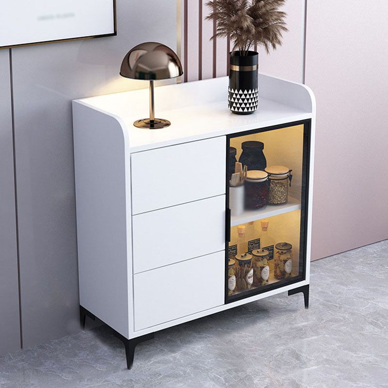 Modern Engineered Wood Sideboard Buffet 31.5"L 3-Drawer Dining Room Buffet Server Clearhalo 'buffet_sideboard' 'Buffets & Sideboards' 'furn' 'furn_buffet_sideboard' 'Furniture' 'Kitchen & Dining Furniture' 1200x1200_bd1c0434-729d-4df2-b534-6108123df66a