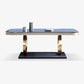 Traditional Luxury Sintered Stone Top Dining Table Rectangle Table with Metal Pedestal Clearhalo ' dining_table' 'Dining Tables & Seating' 'Dining Tables' 'furn' 'furn_dining_table' 'Furniture' 'furniture_dining_table' 'Kitchen & Dining Furniture' 'kitchen&dining_furn' 'kitchen' 'kitchen_dining_table' 1200x1200_bd1ca653-718e-4e6b-aebf-341d43acf995