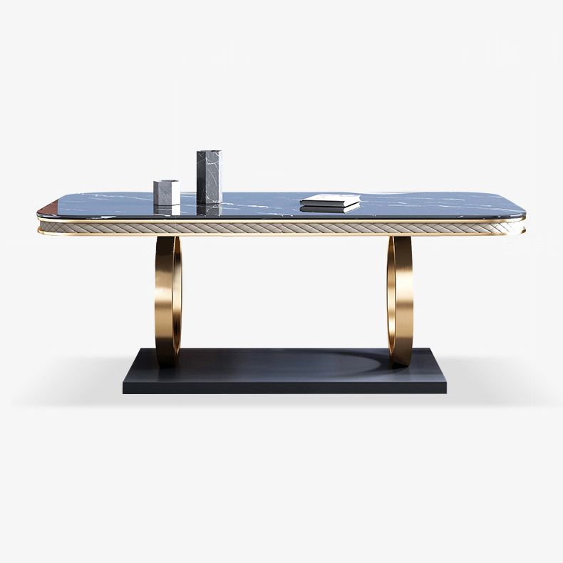 Traditional Luxury Sintered Stone Top Dining Table Rectangle Table with Metal Pedestal Clearhalo ' dining_table' 'Dining Tables & Seating' 'Dining Tables' 'furn' 'furn_dining_table' 'Furniture' 'furniture_dining_table' 'Kitchen & Dining Furniture' 'kitchen&dining_furn' 'kitchen' 'kitchen_dining_table' 1200x1200_bd1ca653-718e-4e6b-aebf-341d43acf995