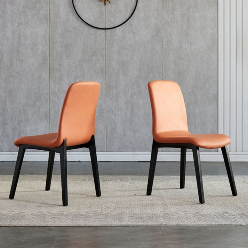 Minimalist Design PU Leather Dining Chairs Solid Back Chair with Wooden Legs Clearhalo 'Dining Chairs' 'Dining Tables & Seating' 'dining_chair' 'furn' 'furn_dining_chair' 'Furniture' 'furniture_dining_chair' 'Kitchen & Dining Furniture' 1200x1200_bd1d8b9e-9c8c-4f7c-9601-2198dc28cc55