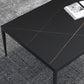 Glam Style White/black/grey Rock Slate Top Metal Base Coffee Table