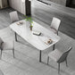 Contemporary Rectangular Stone Dining Table with Stainless Steel Legs