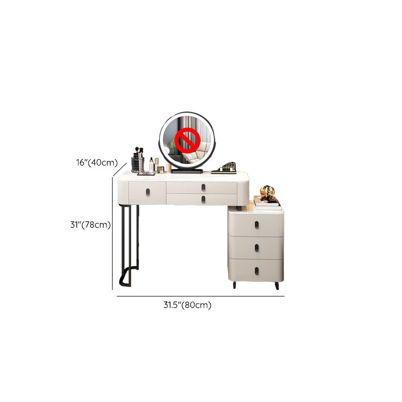 Contemporary Make-up Vanity with 6 Drawers and Stone Top for Bedroom