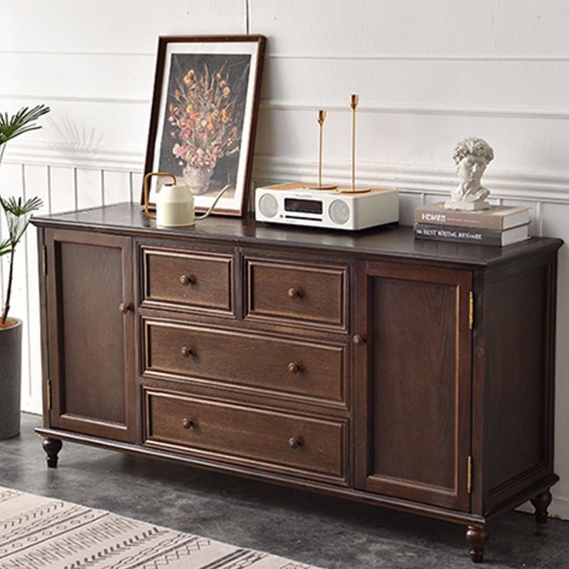 Commode de rangement en bois massif, commode traditionnelle avec tiroirs