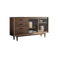 Tavolo da sideboard in stile a buffet in legno massiccio con armadi e cassetti