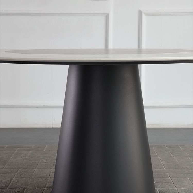 Round Sintered Stone Dining Table Modern Turntable Furniture with Steel Pedestal Base Clearhalo 'Dining Tables & Seating' 'Dining Tables' 'dining_table' 'furn' 'furn_dining_table' 'Furniture' 'Kitchen & Dining Furniture' 1200x1200_bd2444cf-5952-4308-a9d4-494497b1dfdf