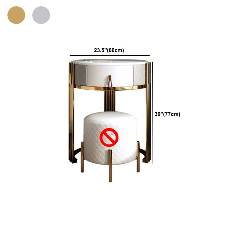 Luxurious Metal Vanity Table in Gold/Silver Stone Top Makeup Desk